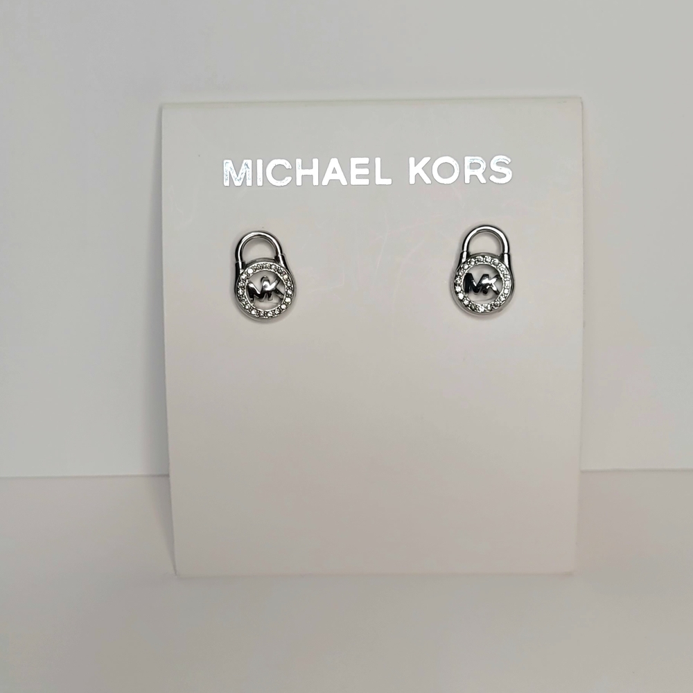 Michael Kors Silver Lock Stud Earrings